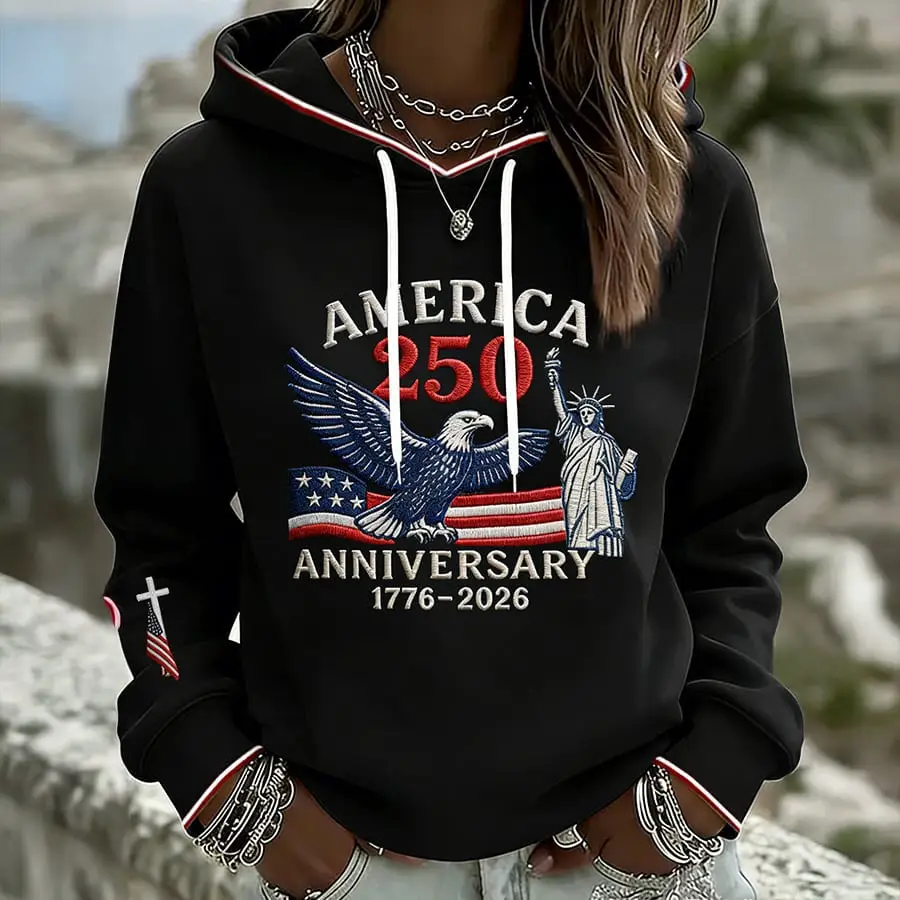 America 250th Anniversary 1776 2026 Faith Hoodie Patriotic Eagle Statue Of Liberty Apparel