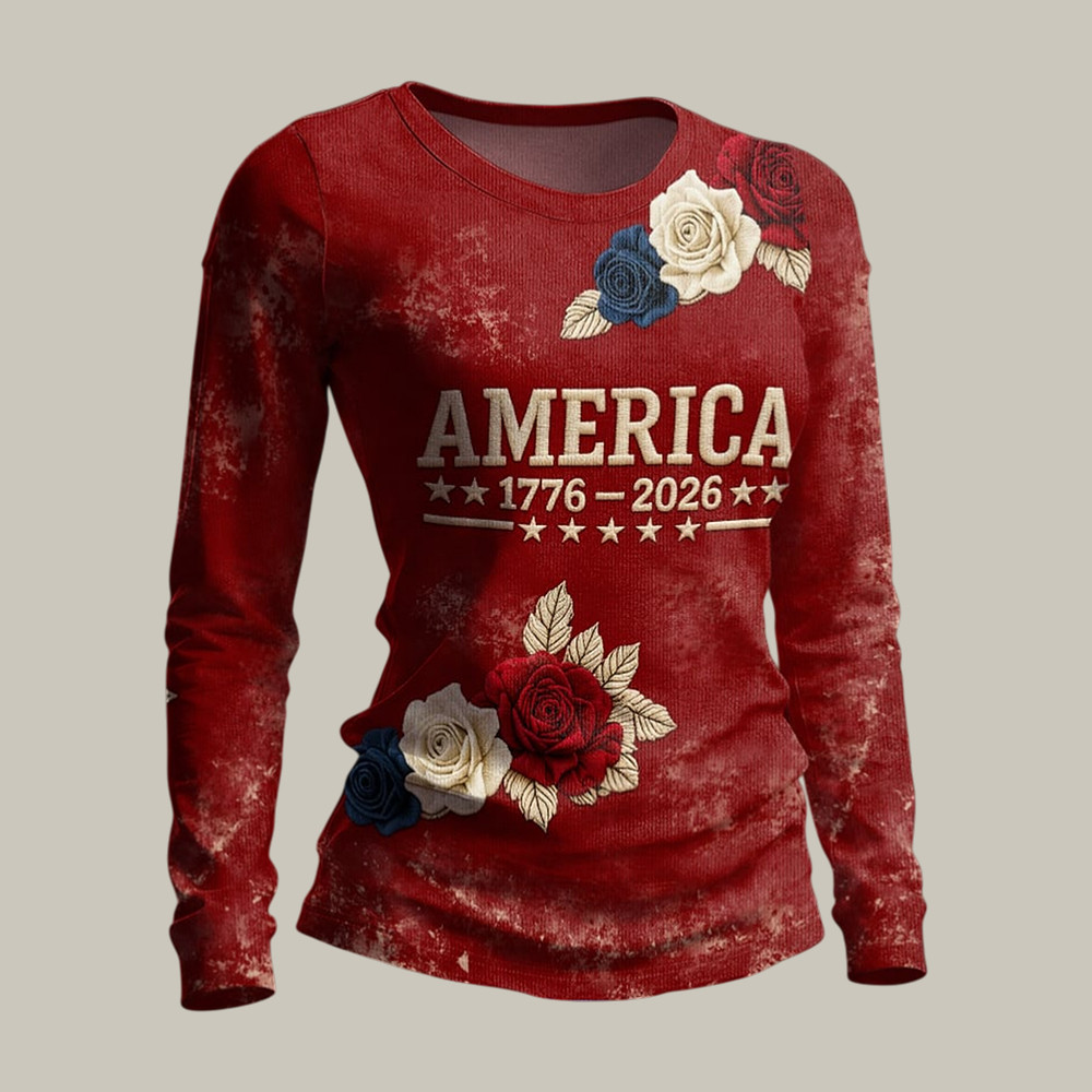 America 250th Anniversary 1776 2026 Floral Long Sleeve Shirt America's Birthday Merch Gift America 250th Anniversary 1776 2026 Floral Long Sleeve Shirt America's Birthday Merch Gift - Image 1