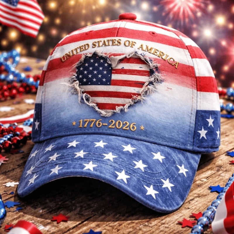 America 250th Anniversary 1776 2026 Hat USA Flag Heart Baseball Cap Patriotic Gifts Ideas