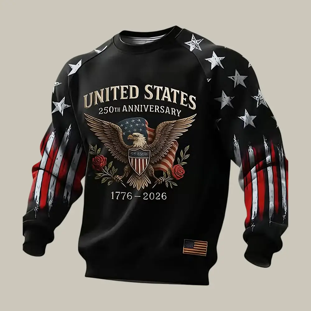America 250th Anniversary 1776 2026 Sweatshirt Patriotic Eagle Apparel Gift For Husband America 250th Anniversary 1776 2026 Sweatshirt Patriotic Eagle Apparel Gift For Husband - Image 1