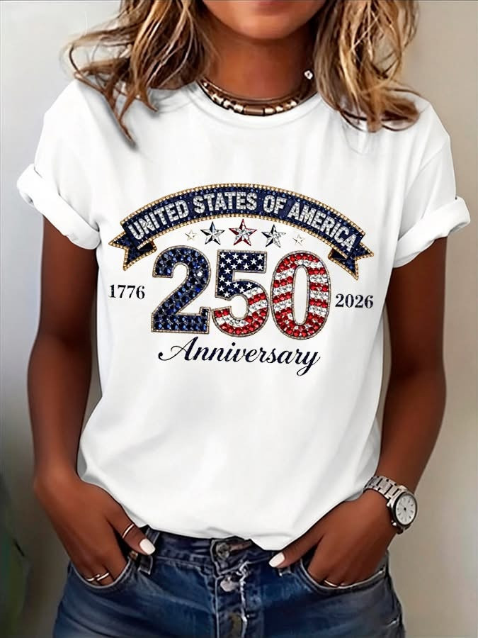 America 250th Anniversary 1776 2026 T-Shirt White Women's Patriotic Apparel Gifts For Mom
