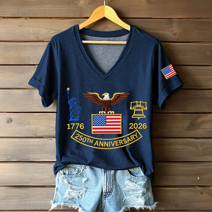 America 250th Anniversary 1776 2026 V-Neck Shirt American Eagle Shirt America's Birthday Present