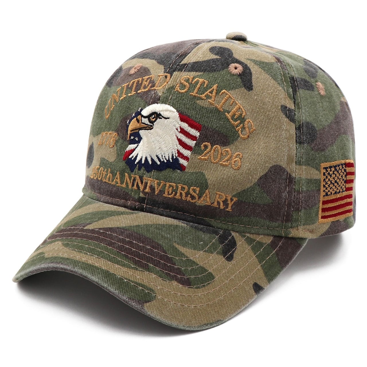 America 250th Anniversary Eagle Embroidery Hat Camo 4th Of July Gift