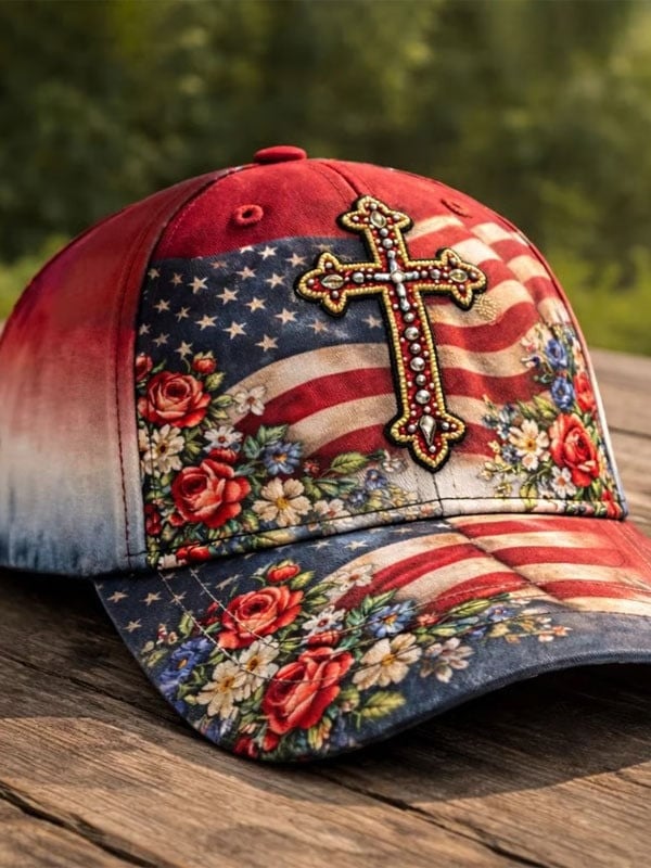 America 250th Anniversary Hat Faith Cross Floral Baseball Cap 4th Of July Presents