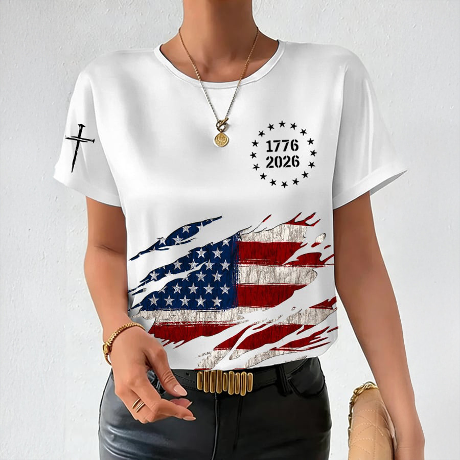 America 250th Anniversary National Flag Faith T-Shirt America's Birthday Clothes Gift For July 4Th America 250th Anniversary National Flag Faith T-Shirt America's Birthday Clothes Gift For July 4Th - Image 1