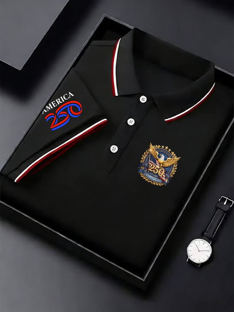 America 250th Anniversary Polo Shirt Patriotic USA Apparel Gift For Men