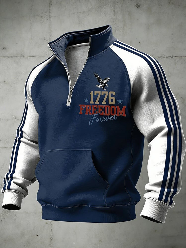 America 250th Anniversary Sweatshirt Half Zipper Collar 1776 2025 Freedom Forever Gift
