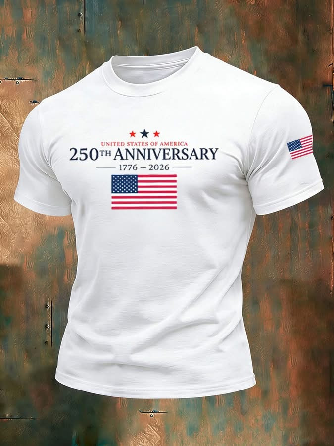 America 250th Anniversary T-Shirt Men's USA Flag Patriotic Clothing Gifts For Dad
