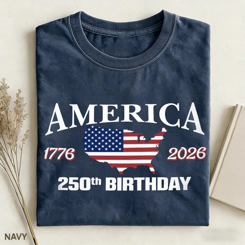 America 250th Birthday T-Shirt 1776 2026 USA Map Patriotic Apparel Gift For Independence Day America 250th Birthday T-Shirt 1776 2026 USA Map Patriotic Apparel Gift For Independence Day - Image 1