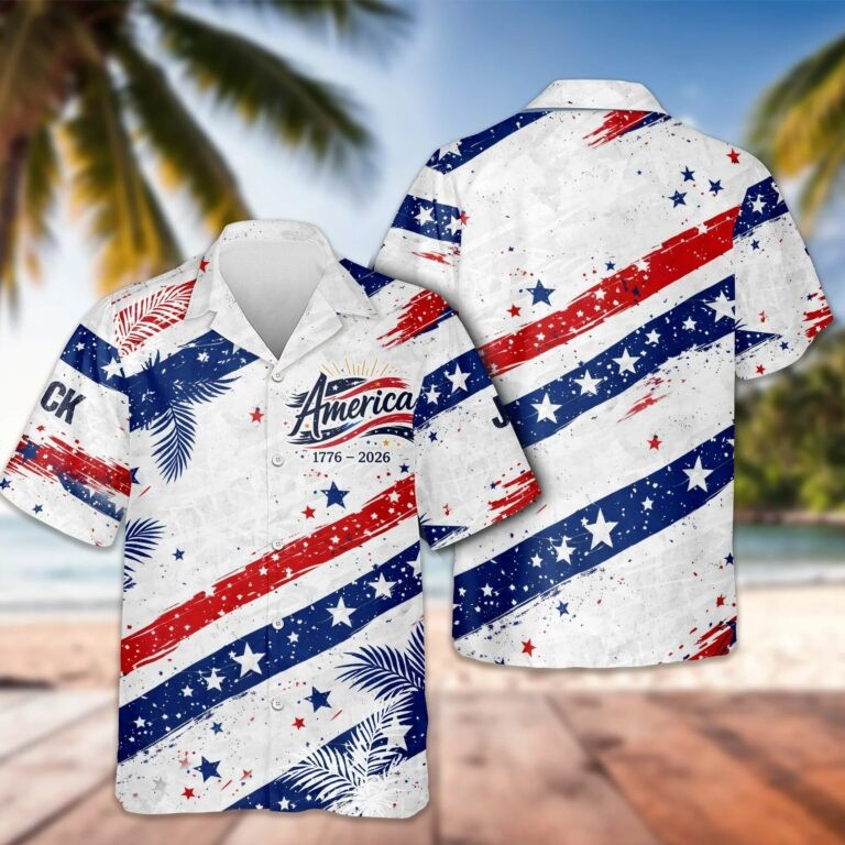America 250th Independence Day Hawaiian USA Flag Celebration Clothing Gift For Veterans