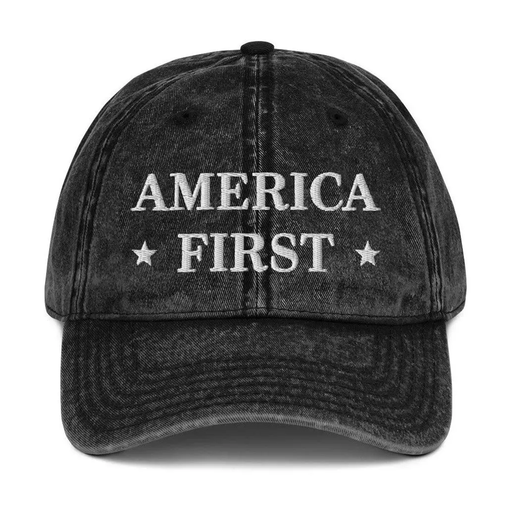 America First Hat Embroidered Patriotic Hat Best Gifts For Dad -WearandDecor