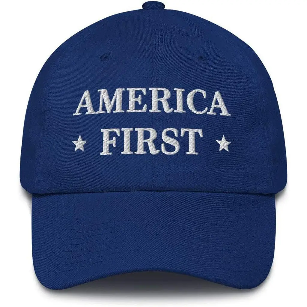 America First Hat Embroidered Royal Patriotic Hat Best Gifts For Husband -WearandDecor