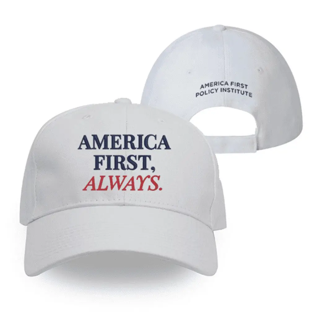 America First Hat Embroidered White America First Policy Institute Hat Patriotic Cap -WearandDecor