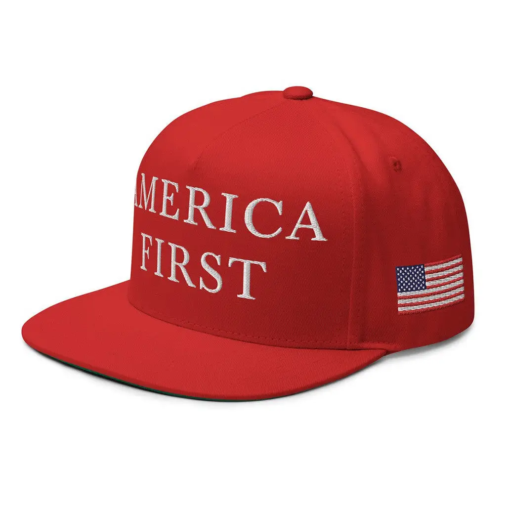 America First Hat Snapback Red Embroidered Patriotic Cap Gifts For Father Gifts For BFF