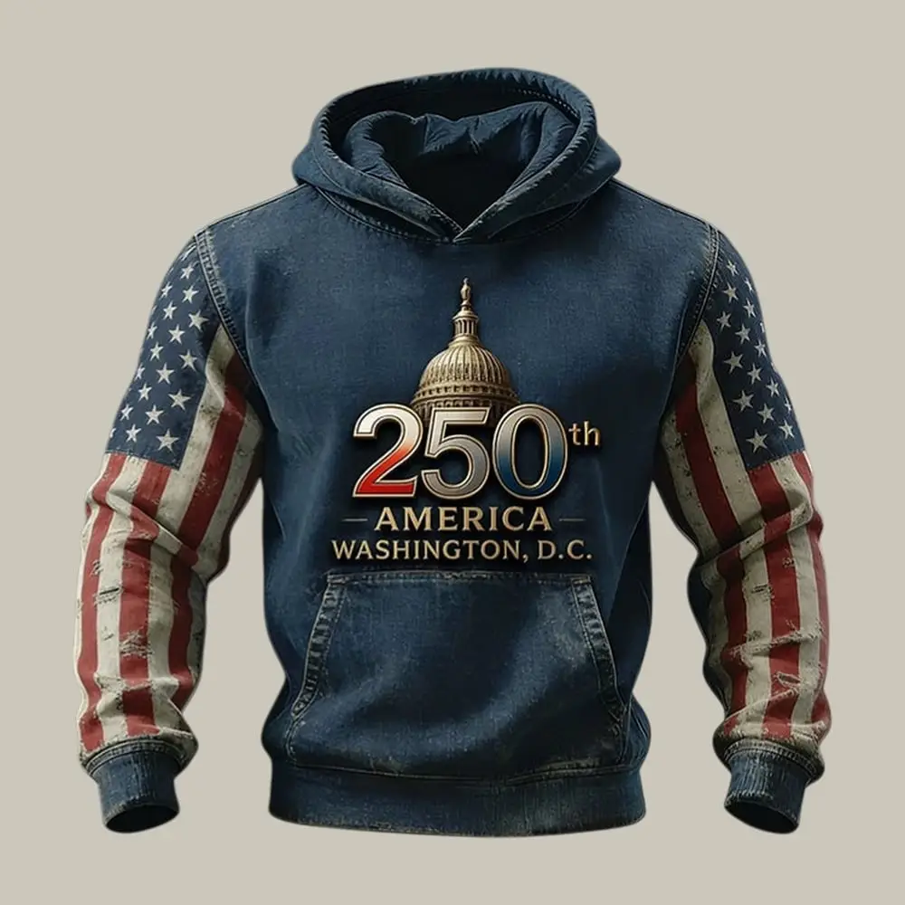 America Washington 250th Anniversary 1776 2026 Hoodie Independence Day Hooded Sweatshirt