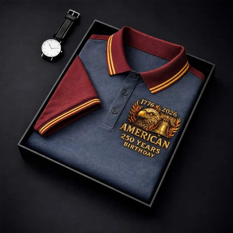 American 250 Years Anniversary Polo Shirt Patriotic Eagle Independence Day Shirt Gift For Him