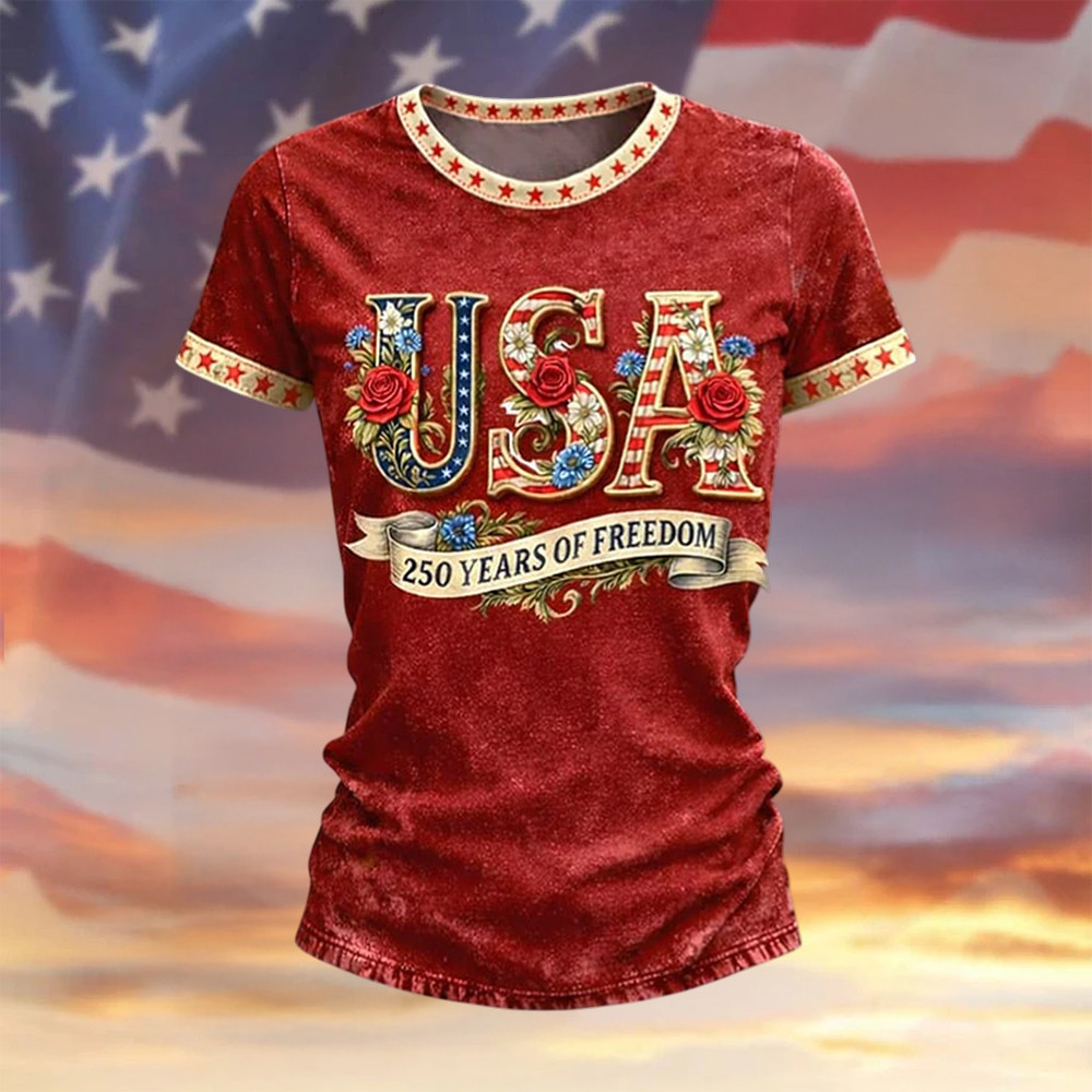 American 250 Years Of Freedom 1776 2026 Floral T-Shirt 4Th Of July Outfits Gift For Patriots American 250 Years Of Freedom 1776 2026 Floral T-Shirt 4Th Of July Outfits Gift For Patriots - Image 1