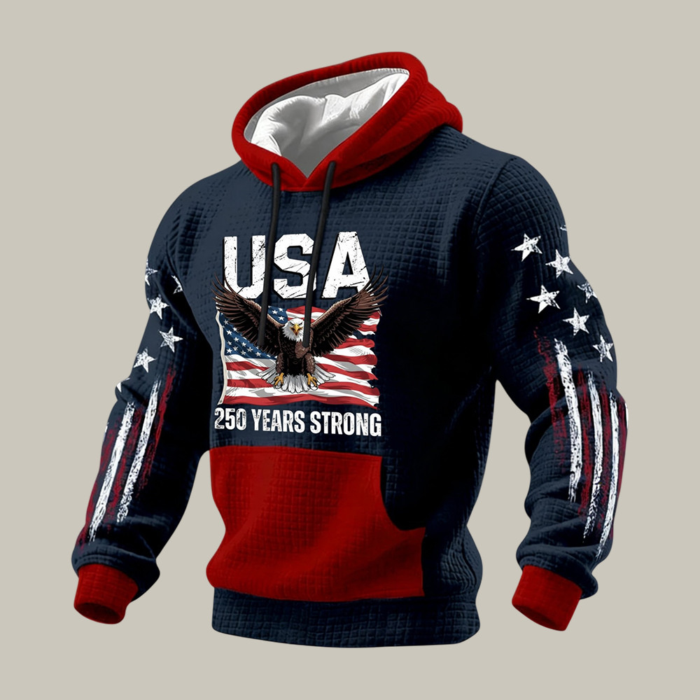 American 250 Years Strong 1776 2026 Hoodie American Eagle Apparel 4Th Of July Presents American 250 Years Strong 1776 2026 Hoodie American Eagle Apparel 4Th Of July Presents - Image 1