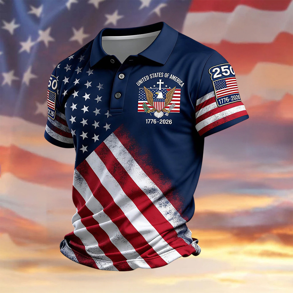 American 250th Anniversary Casual Short Sleeve Polo Shirt American 250 Years Birthday Merch