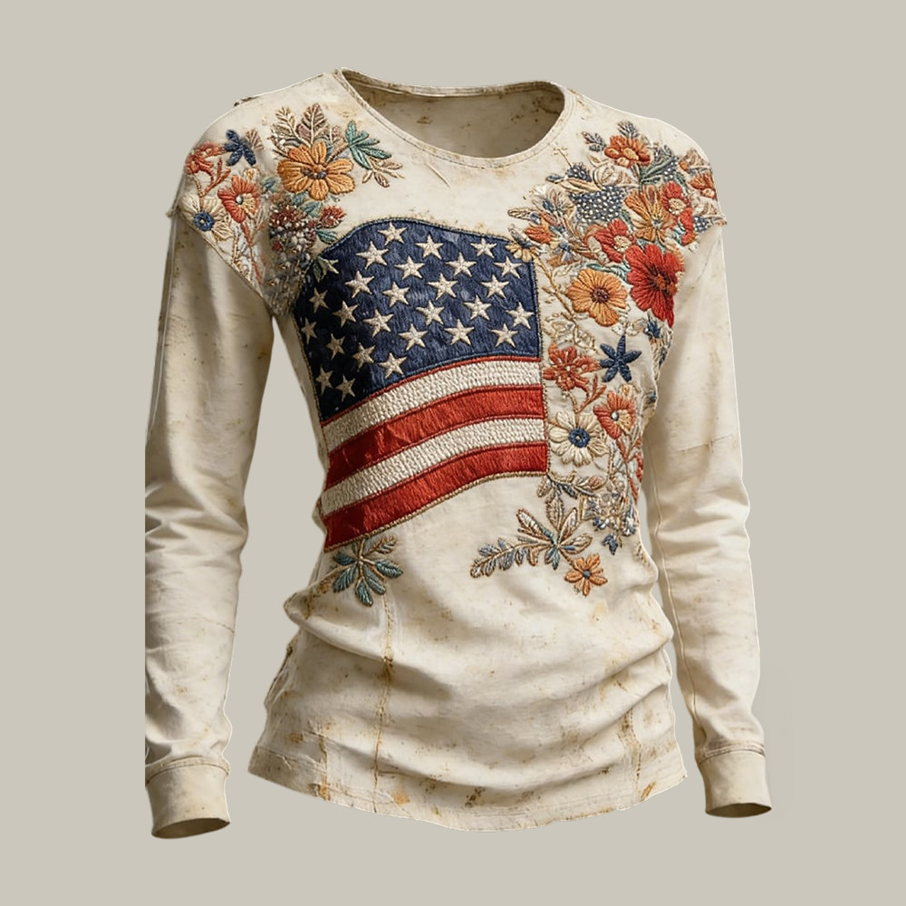 American 250th Anniversary Floral Long Sleeve Shirt Fourth Of July Apparel Patriotic Gift Idea American 250th Anniversary Floral Long Sleeve Shirt Fourth Of July Apparel Patriotic Gift Idea - Image 1