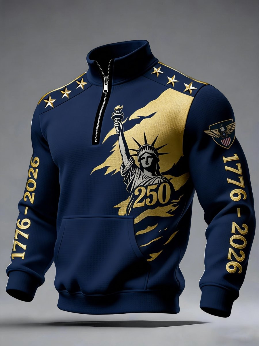 American 250th Anniversary Half Zip Sweatshirt 1776 2026 Fourth of July Apparel Gift
