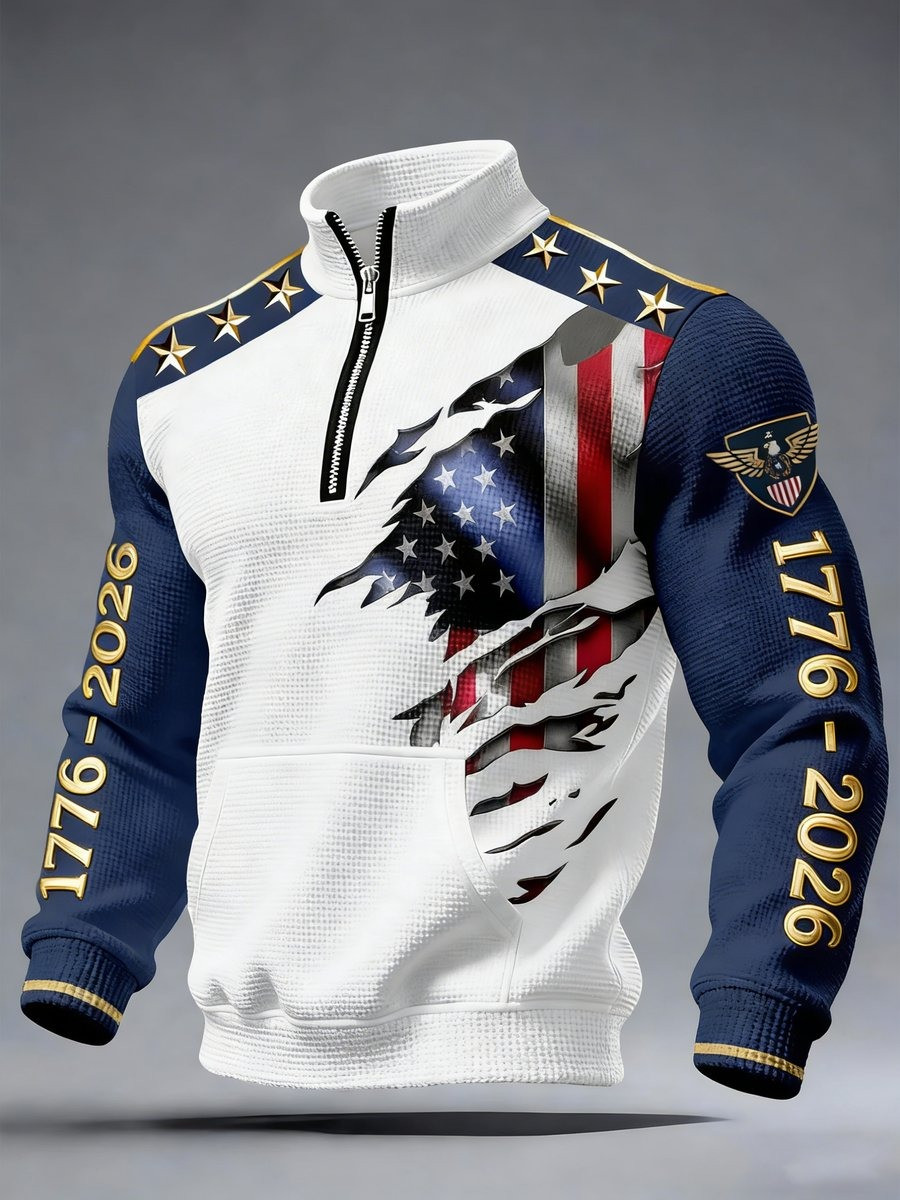 American 250th Anniversary Half Zip Sweatshirt 1776 2026 Independence Day Gift For Men