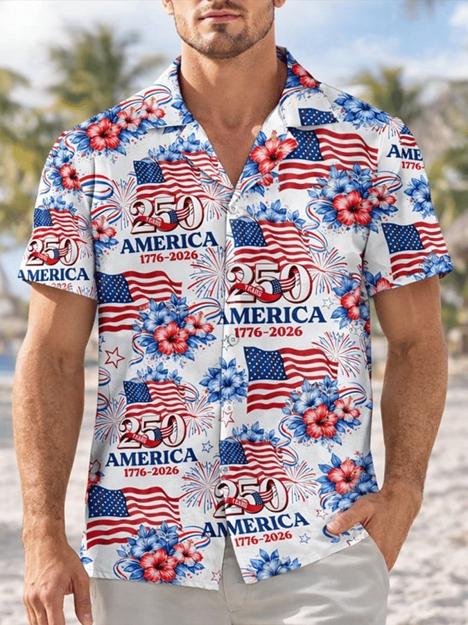 American 250th Anniversary Hawaiian Shirt 1776 2026 US Flag Print Pride Gift American 250th Anniversary Hawaiian Shirt 1776 2026 US Flag Print Pride Gift - Image 1