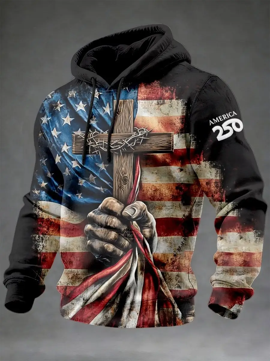 American 250th Anniversary Hoodie 1776 2026 Men's Patriotic Apparel 4th July Gift