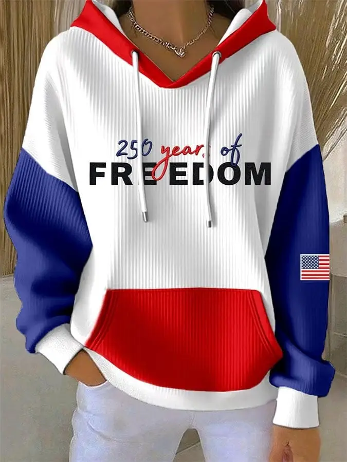 American 250th Anniversary Hoodie 250 Years of Freedom Pullover American Flag Print Gift