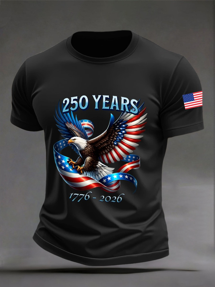 American 250th Anniversary Shirt Patriotic USA Eagle Graphic Tee Mens Gift