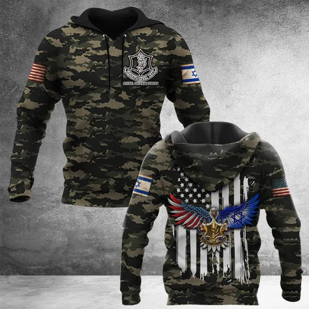 American And Israeli Flag Eagle Camo Hoodie IDF Hoodie I Stand With Israel Merch