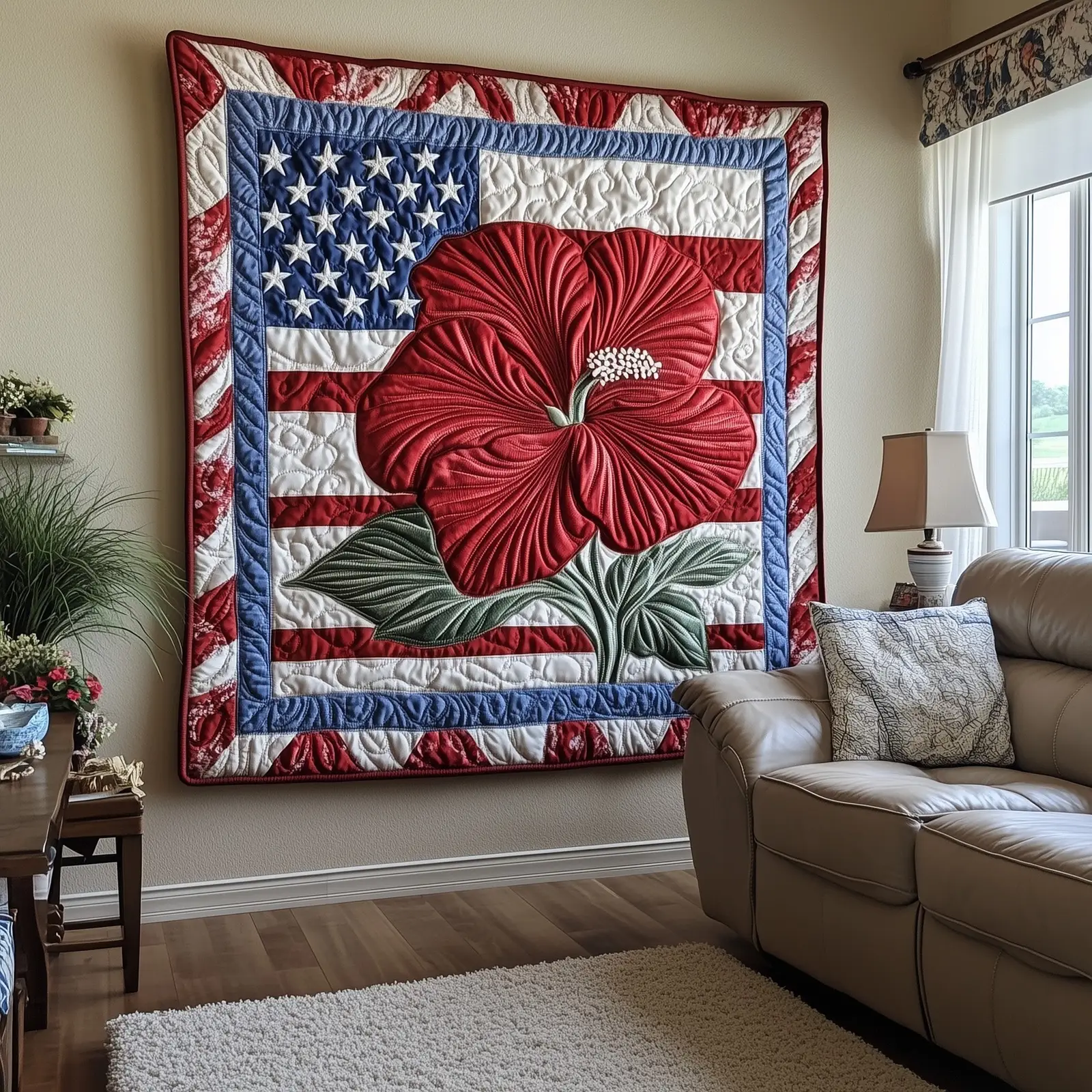 American Blossom Nature Quilted Blanket USA Flag Veterans Day Gift Ideas American Blossom Nature Quilted Blanket USA Flag Veterans Day Gift Ideas - Image 1