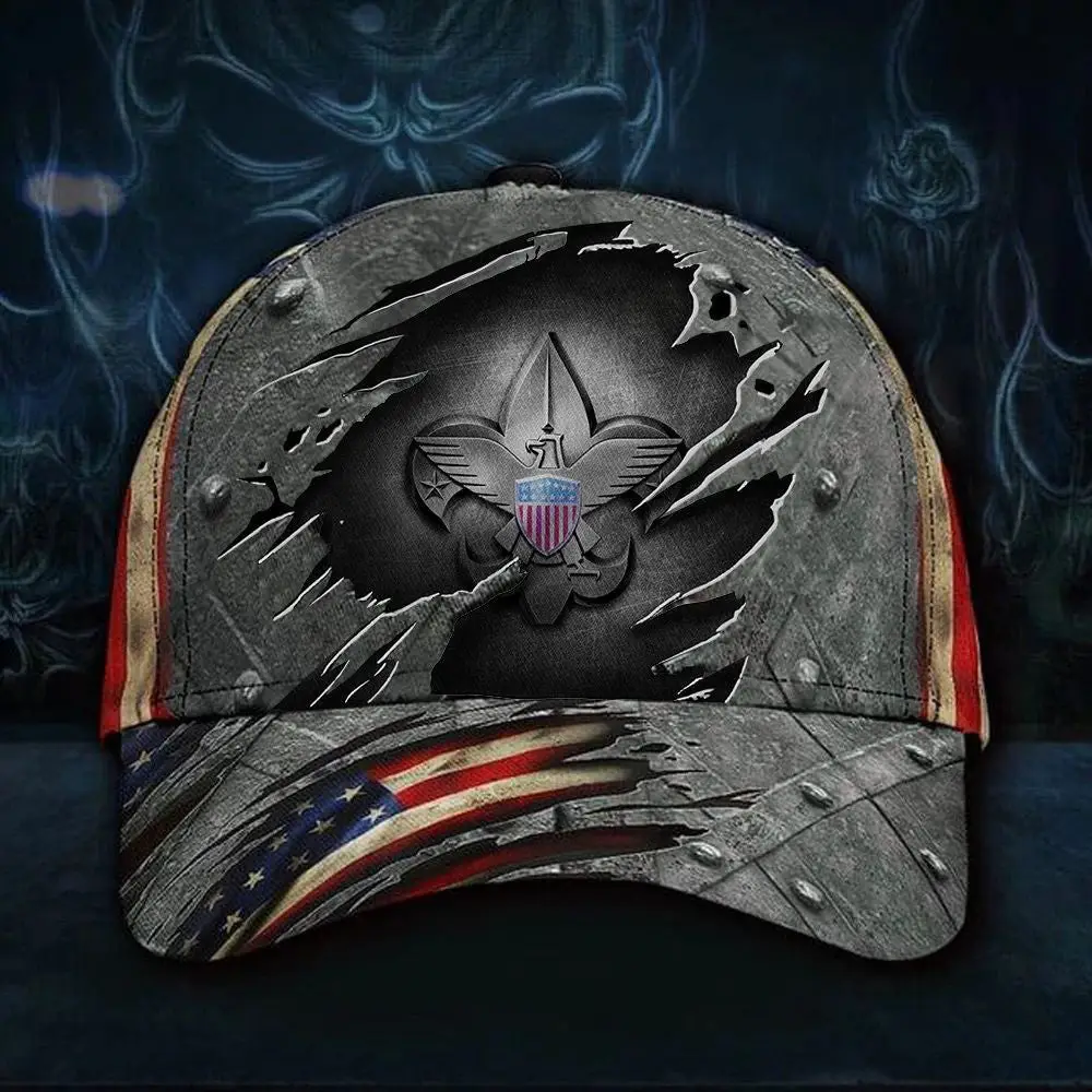 American Boy Scout Hat 3D Logo On USA Flag Scout Cap Vintage BSA Hat Print -WearandDecor