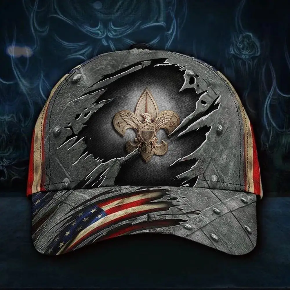 American Boy Scout Hat 3D Logo On USA Flag Scout Cap Vintage BSA Scout Hat American Boy Scout Hat 3D Logo On USA Flag Scout Cap Vintage BSA Scout Hat - Image 1