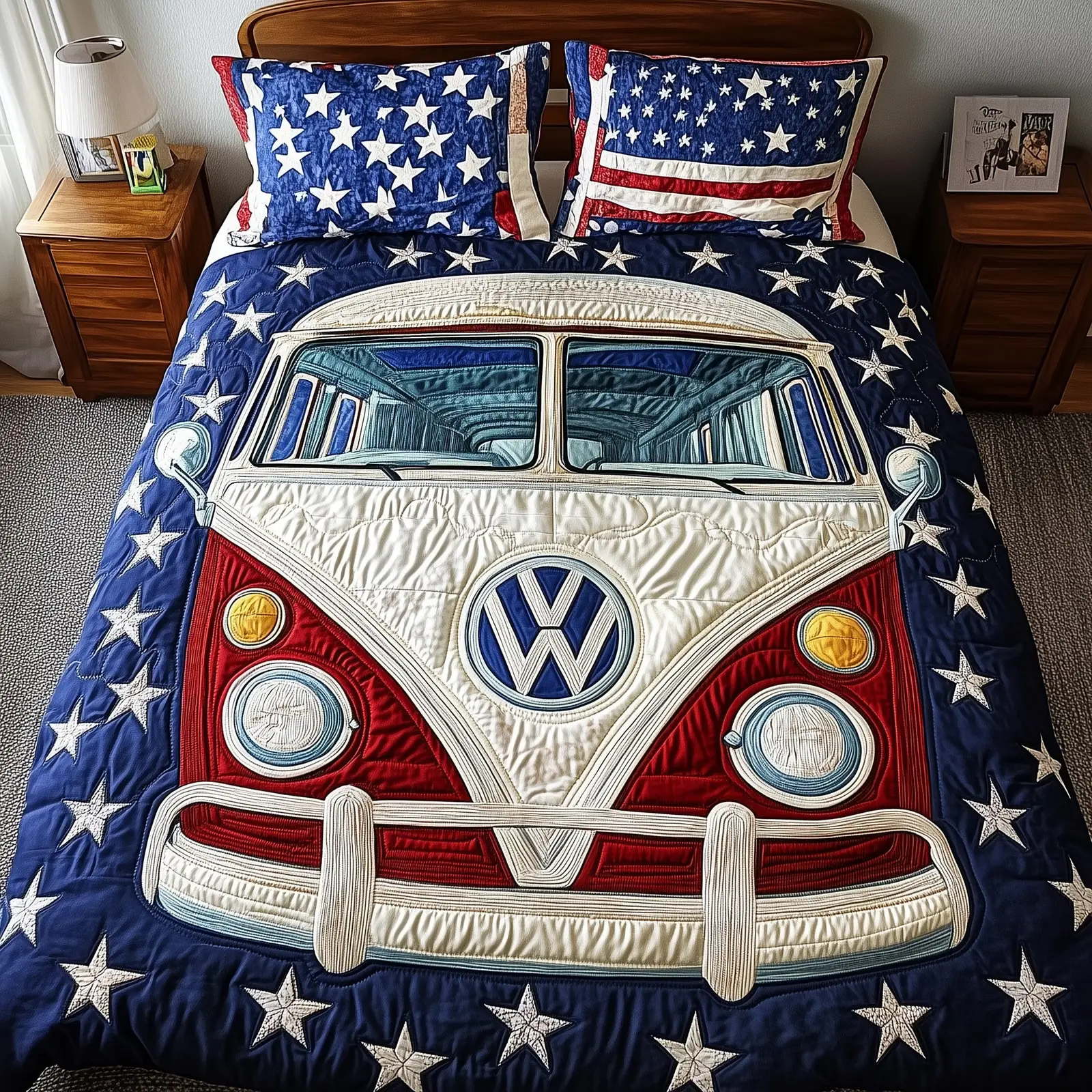 American Dream Wheels  Quilted Bedding Set Best Luxury Sheets 4Th Of July Themed Gifts