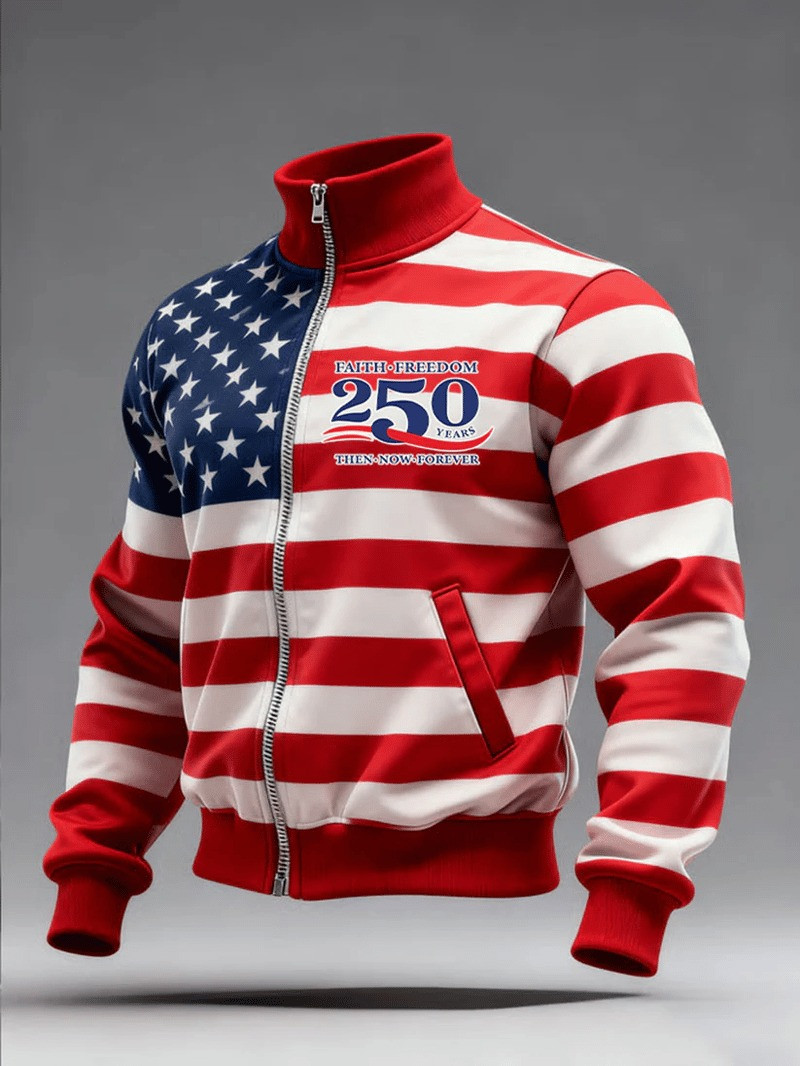 American Flag 250th Anniversary Jacket 1776 2026 USA Apparel Gift For Him