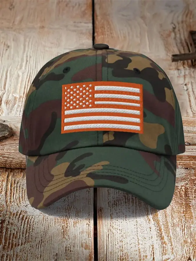 American Flag Camo Embroidered Hat USA Patriotic Hat Gifts For father -WearandDecor