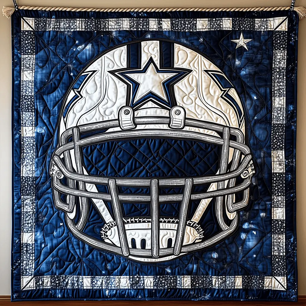 American Football Sport Vintage Quilted Blanket Star Rugby Player Cap Gifts For Football Lovers