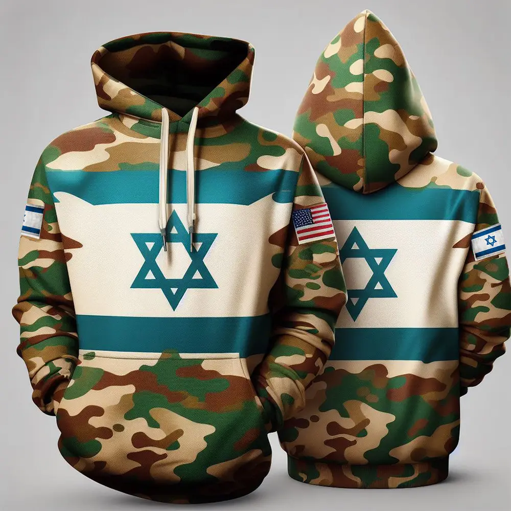 American I Stand With Israel Camo Hoodie Support Israel Hoodie IDF Merch