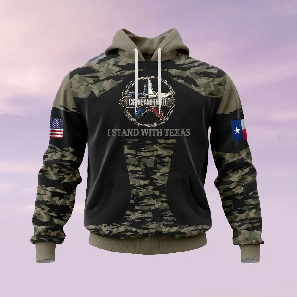American I Stand With Texas Camo Hoodie Come And Take It Hoodie Support Texas Clothes Gift