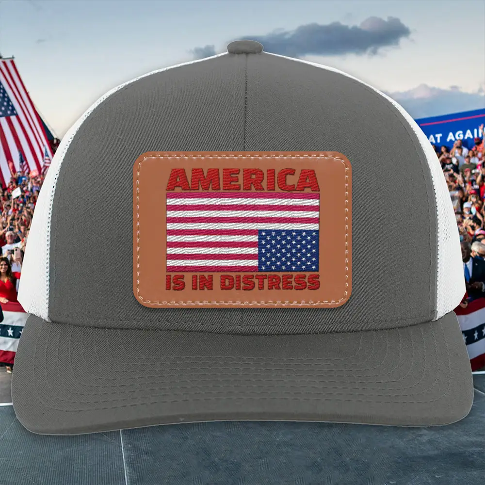 American In Dire Distress Embroidered Hat Distress Flag USA Hat Gifts For Trump Supporters
