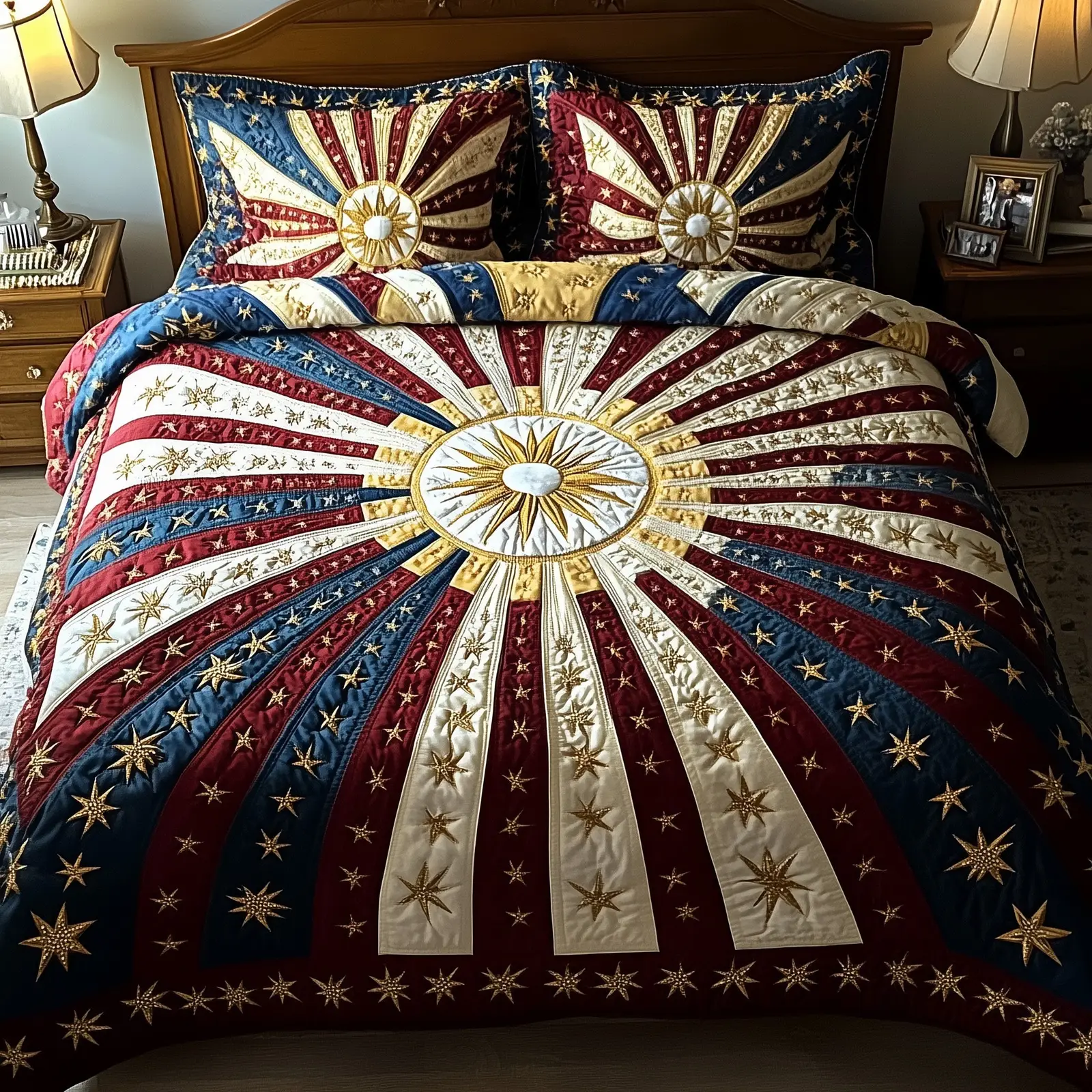 American Radiance Quilted Bedding Set 4Th Of July Gifts For Mom American Radiance Quilted Bedding Set 4Th Of July Gifts For Mom - Image 1