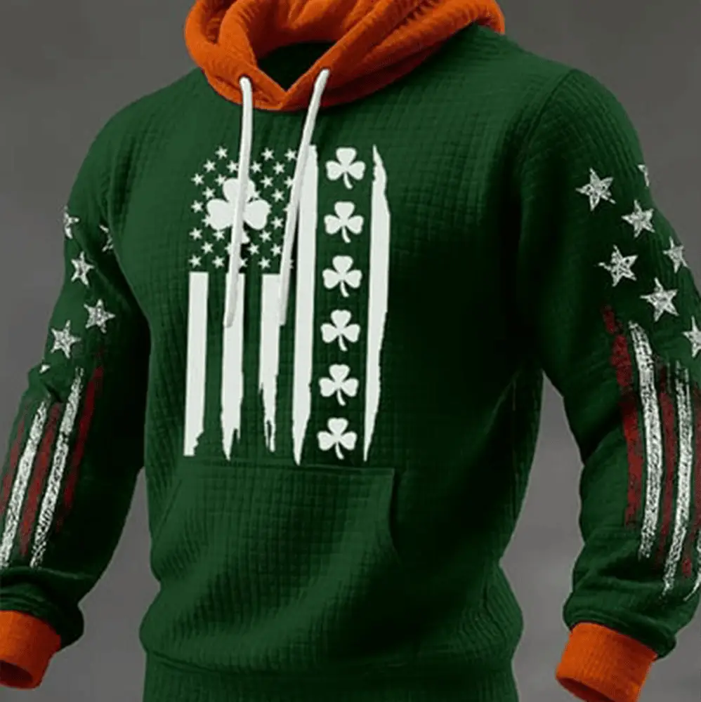 American Shamrock Flag Hoodie St Paddys Day Apparel St Patrick's Gift Ideas American Shamrock Flag Hoodie St Paddys Day Apparel St Patrick's Gift Ideas - Image 1