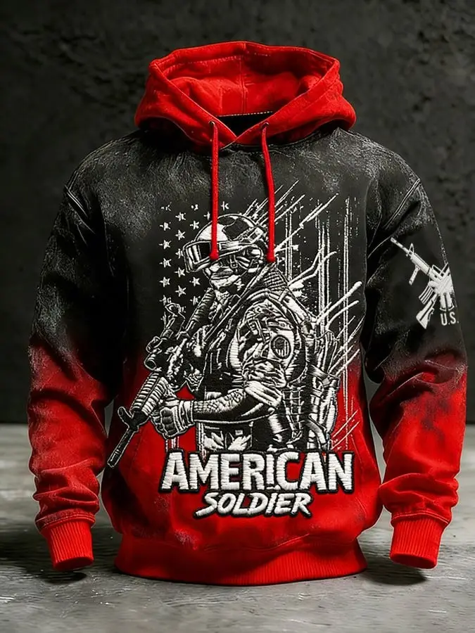 American Soldier Hoodie Tactical Military Veteran Pride Pullover Gift For Dad