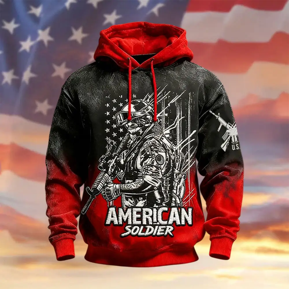 American Soldier Vintage Hoodie Patriotic Apparel Present For Retired Veterans