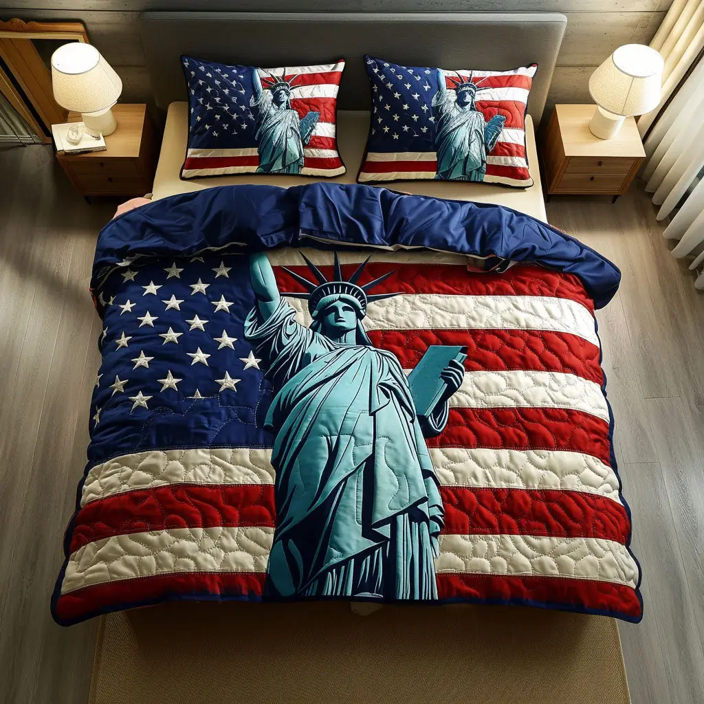 American Spirit  Quilted Bedding Set  Bed Sheet Set Fourth Of July Hostess Gifts
