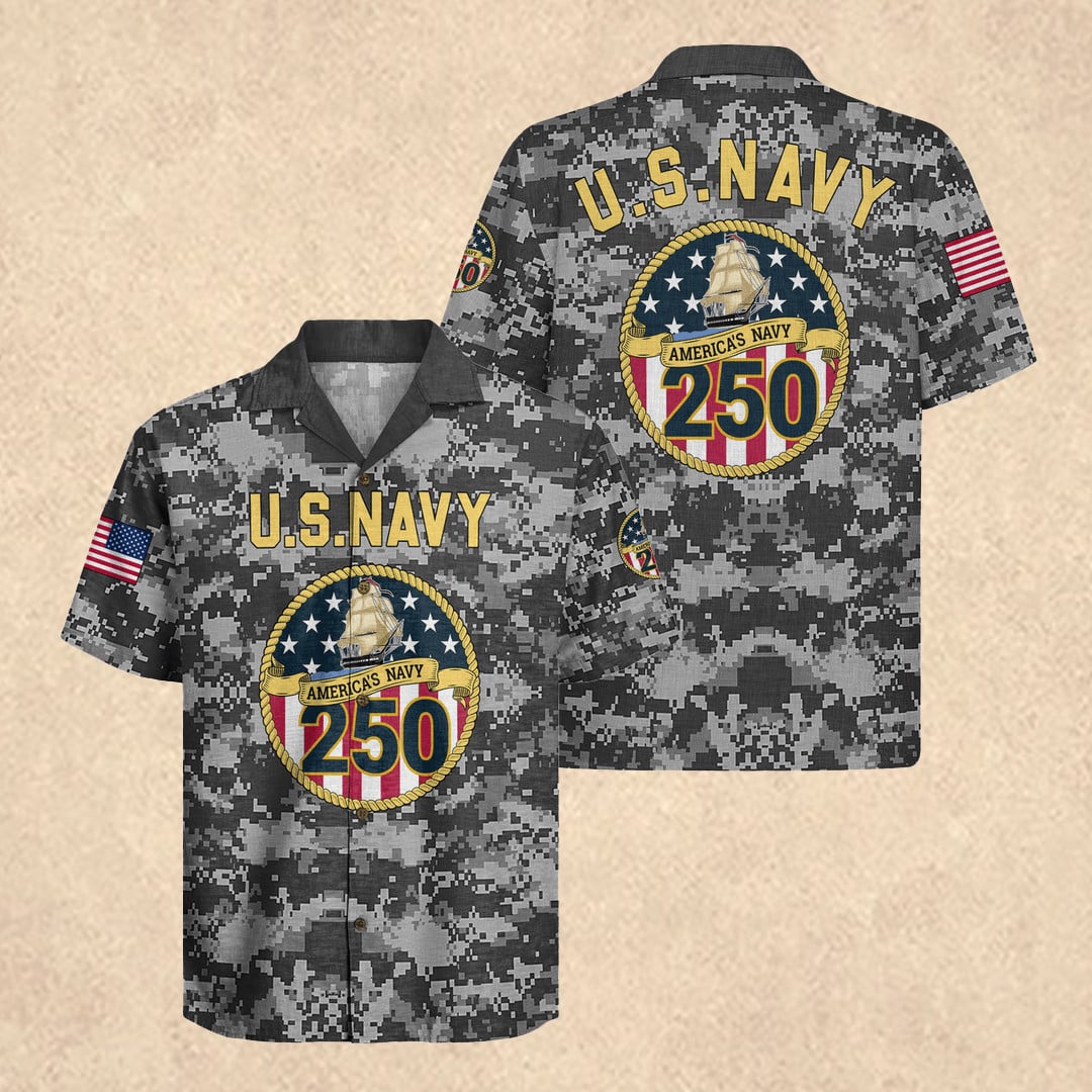 America's Navy 250th Anniversary Hawaiian Shirt US Navy Memorial Day Apparel Gift Mens
