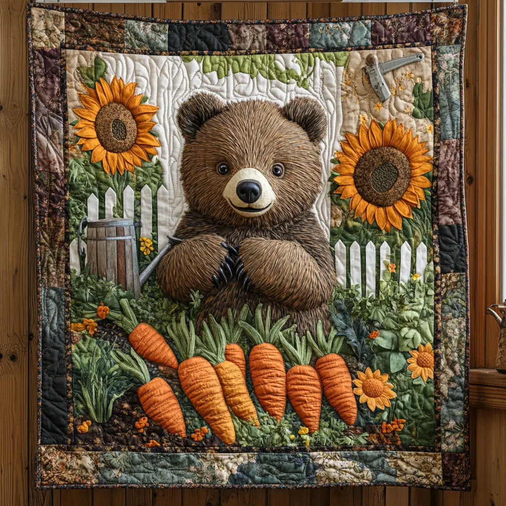 Among Carrot Garden Quilt Blanket Harvest Themed Cute Bear Themed Presents Among Carrot Garden Quilt Blanket Harvest Themed Cute Bear Themed Presents - Image 1