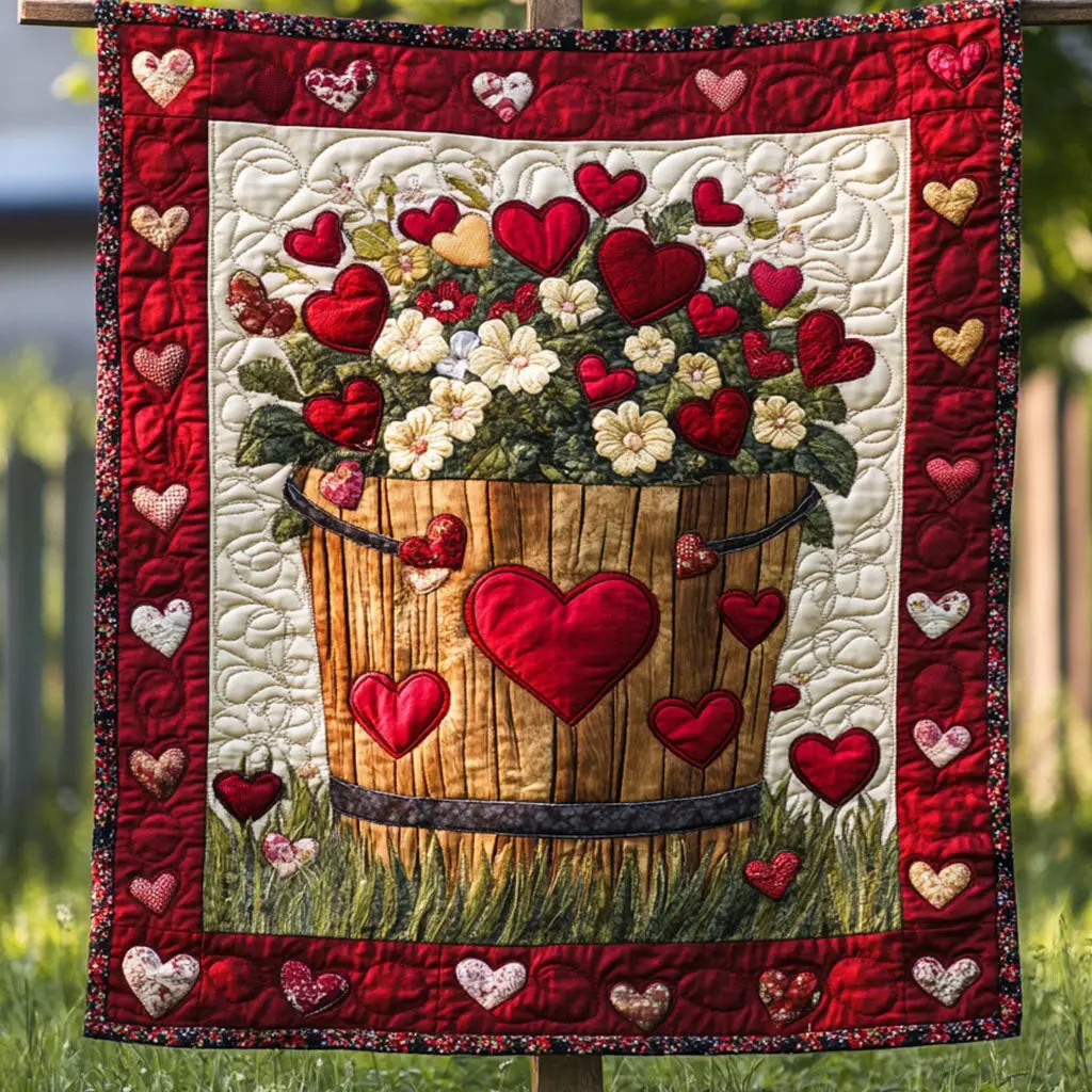 Amour Blossoms Quilted Blanket Flower Art Design Lovely Home Decor Valentine Gifts For Wife