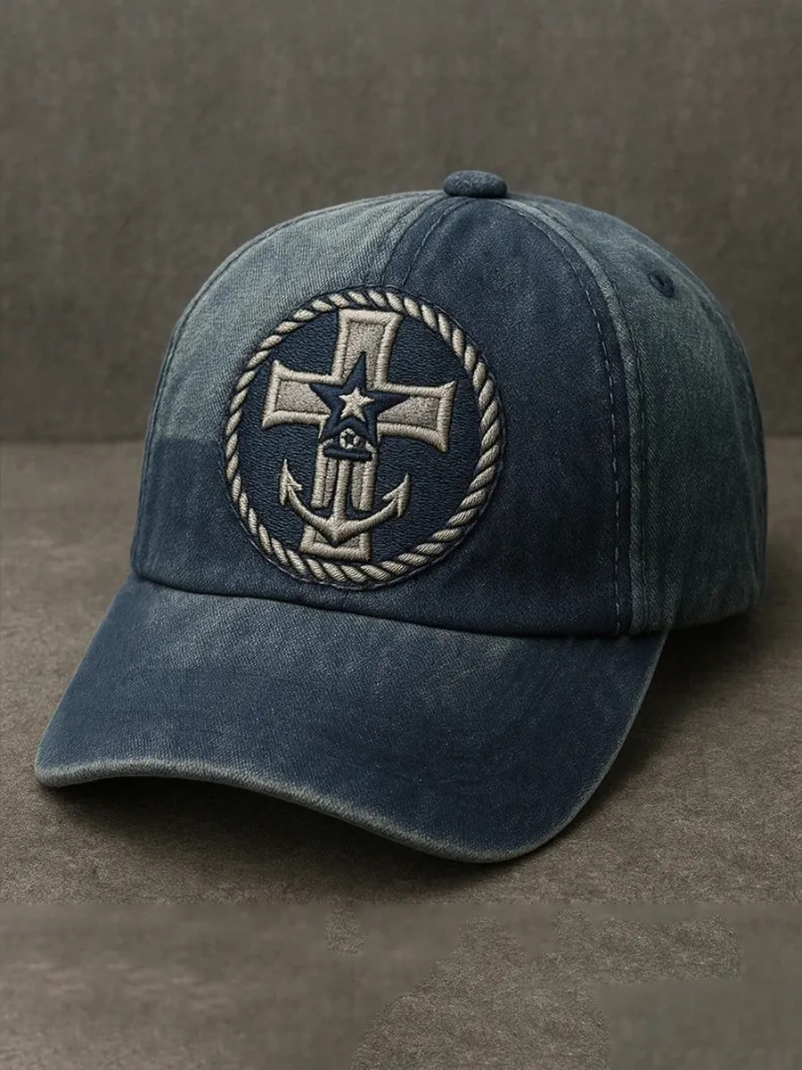 Anchor Cross Washed Baseball Hat Christian Maritime Faith Believer Apparel Best Gift For Believers Anchor Cross Washed Baseball Hat Christian Maritime Faith Believer Apparel Best Gift For Believers - Image 1